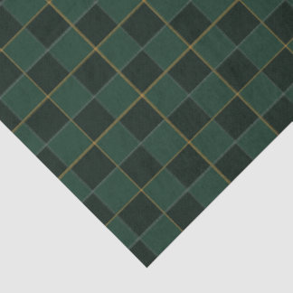 Papier Mousseline Vérification élégante verte et dorée