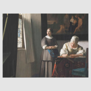 Papier Mousseline Vermeer - Lady Écrire une lettre avec sa bonne