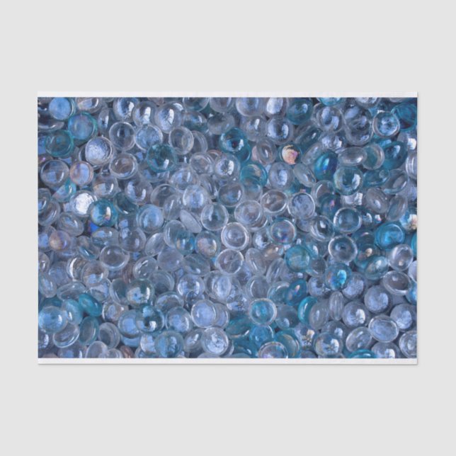Papier Mousseline Verre clair et bleu teinté Marbres dans l'eau (Recto)