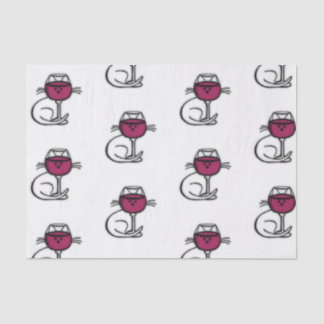 Papier Mousseline Verre de chat et de vin
