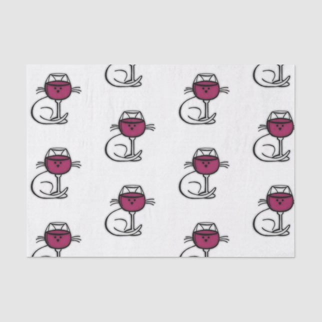 Papier Mousseline Verre de chat et de vin (Recto)