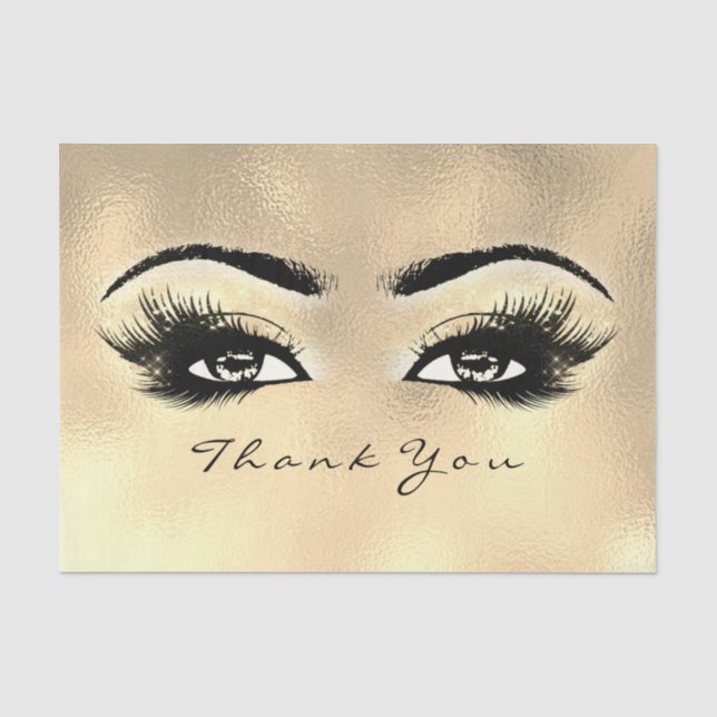 Papier Mousseline Verre Faux Or Lashes Métallurgique Merci Yeux (Recto)