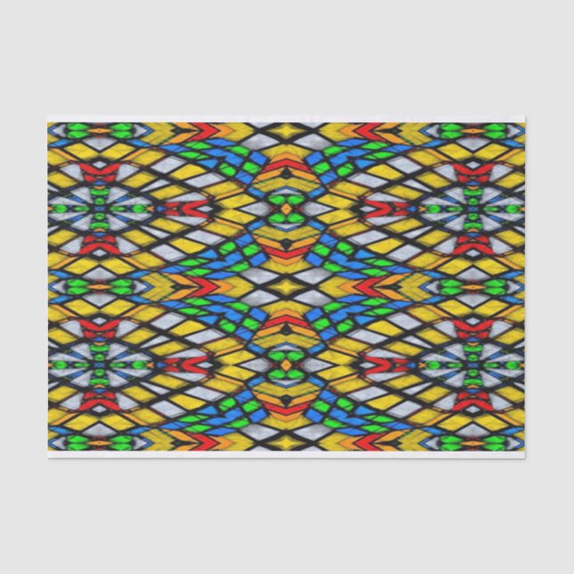 Papier Mousseline Verre jaune, rouge et bleu (Recto)