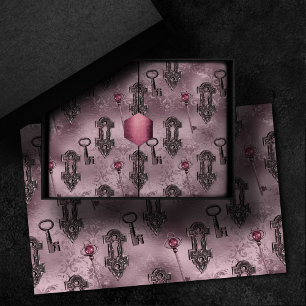 Papier Mousseline Verrouillage et clé rose   Découpage Vintage