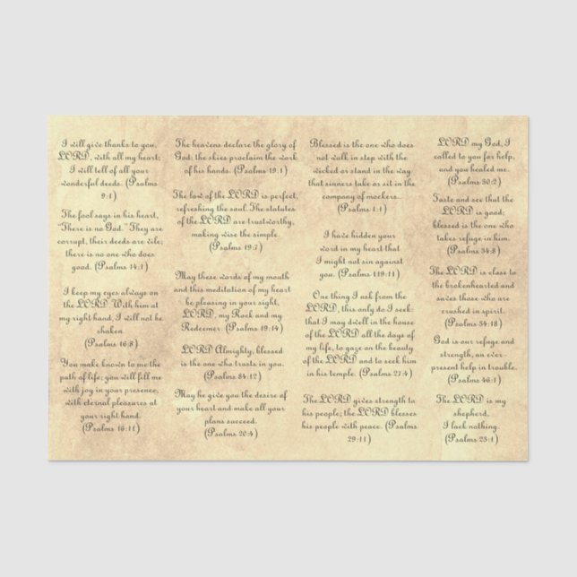 Papier Mousseline Versets de Psaume pour Journaux (Recto)