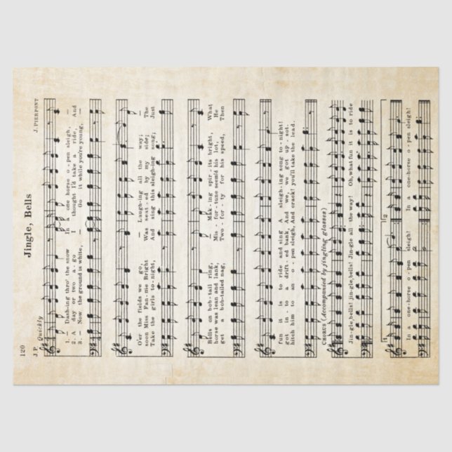Papier Mousseline Version 1850 Jingle, Bells Tissue Paper Decoupage (Recto)