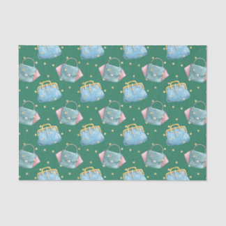 Papier Mousseline Vert avec sac bleu