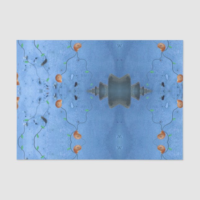 Papier Mousseline Vert & Bleu Nature Foliage Abstrait moderne (Recto)