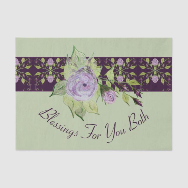 Papier Mousseline Vert Clair Avec Violet (Recto)