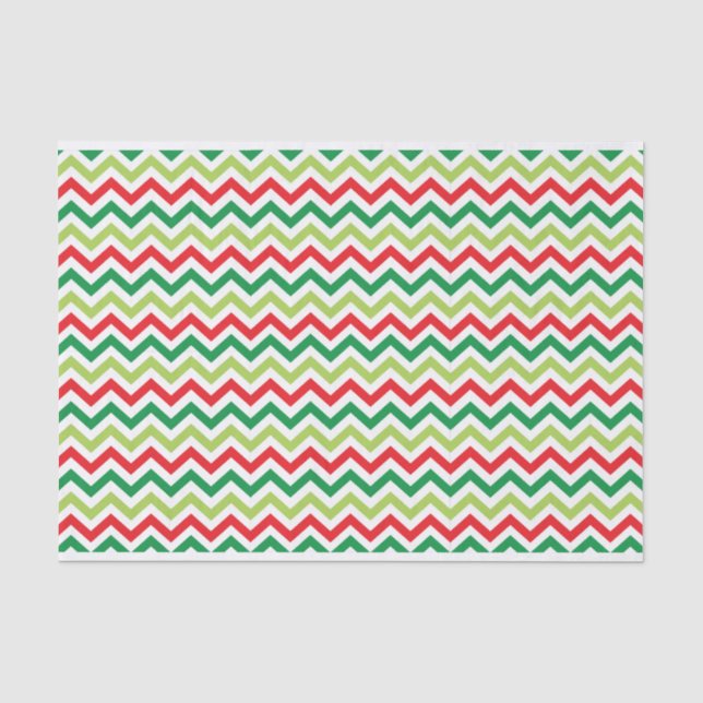 Papier Mousseline Vert clair et rouge Chevron (Recto)