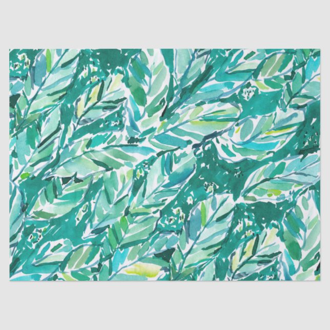Papier Mousseline Vert de JUNGLE de FEUILLE de BANANE tropical (Recto)