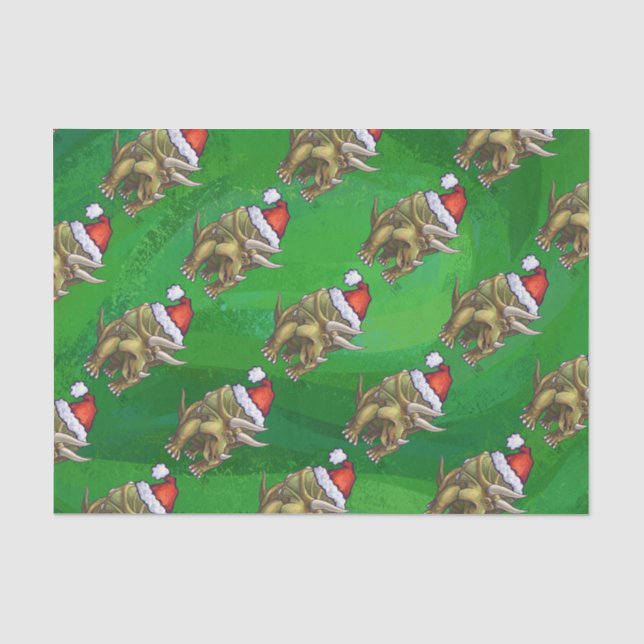 Papier Mousseline Vert de Noël de Triceratops (Recto)