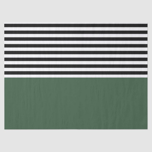 Papier Mousseline Vert émeraude foncé avec bandes noires et blanches (Recto)