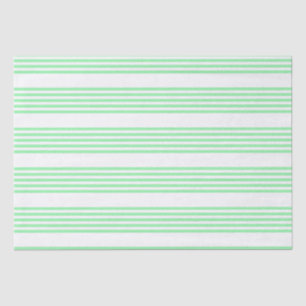 Papier Mousseline Vert et blanc cinq bandes motif