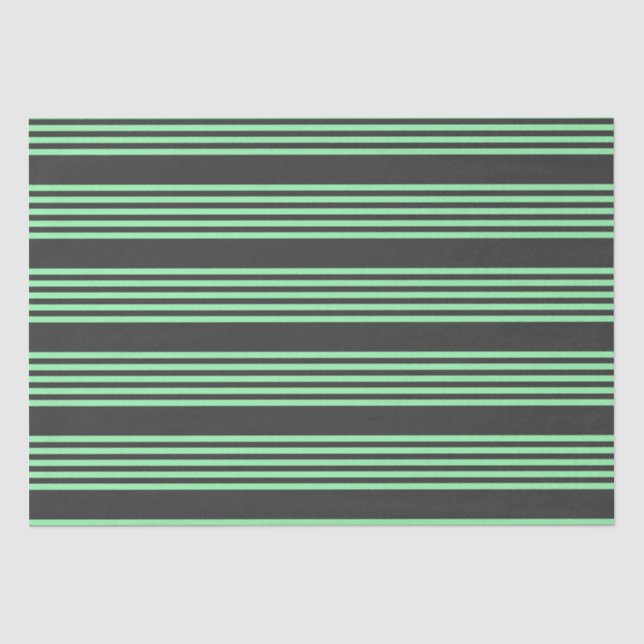 Papier Mousseline Vert et charbon de bois cinq bandes motif (Recto)
