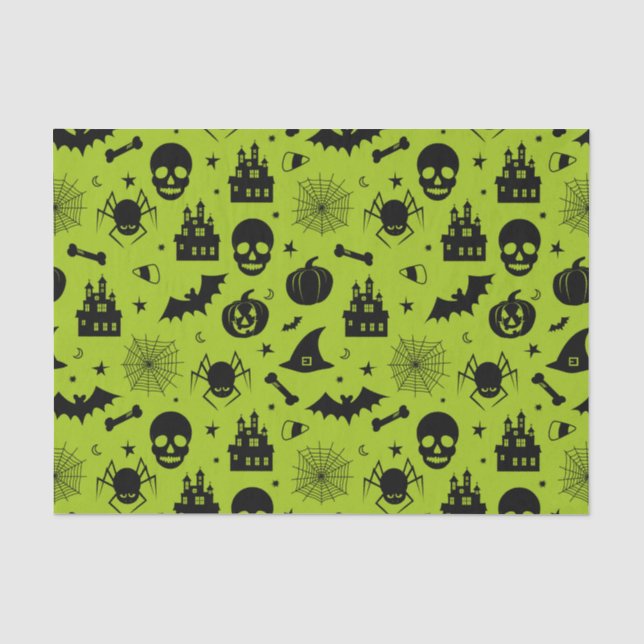 Papier Mousseline Vert et noir de motif de Halloween (Recto)
