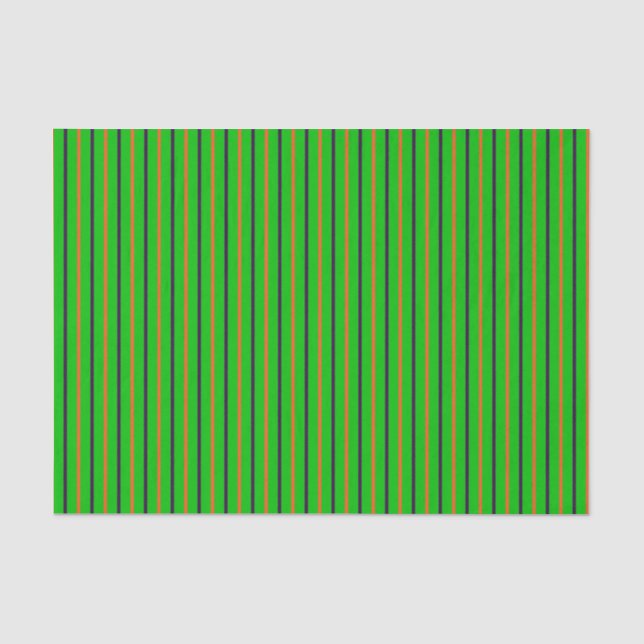 Papier Mousseline Vert néon avec bandes orange et violet (Recto)
