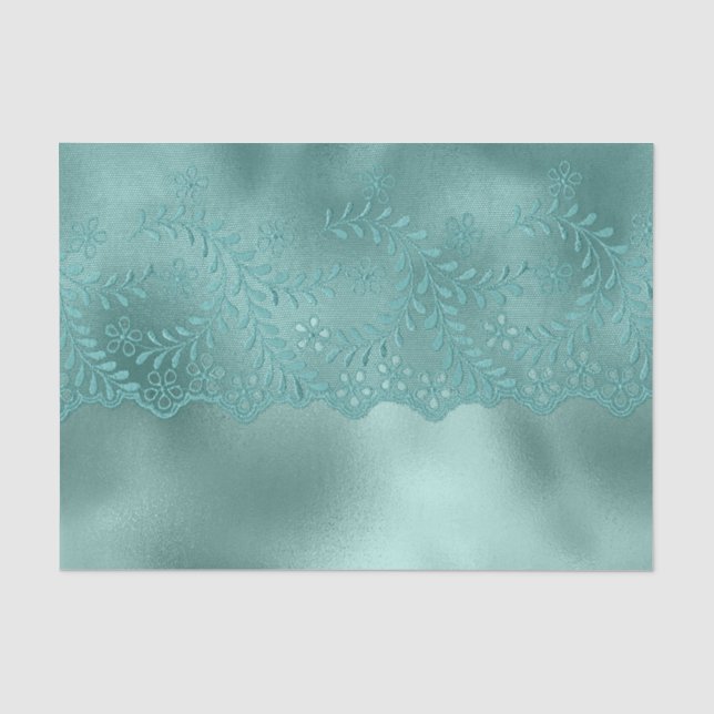 Papier Mousseline Vert oeuf de Robin Lace Réception de Mariage (Recto)