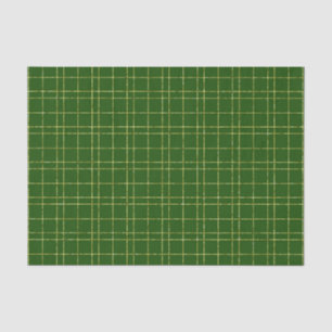 PAPIER MOUSSELINE VERT & OR IRLANDAIS PLAID MOTIFS
