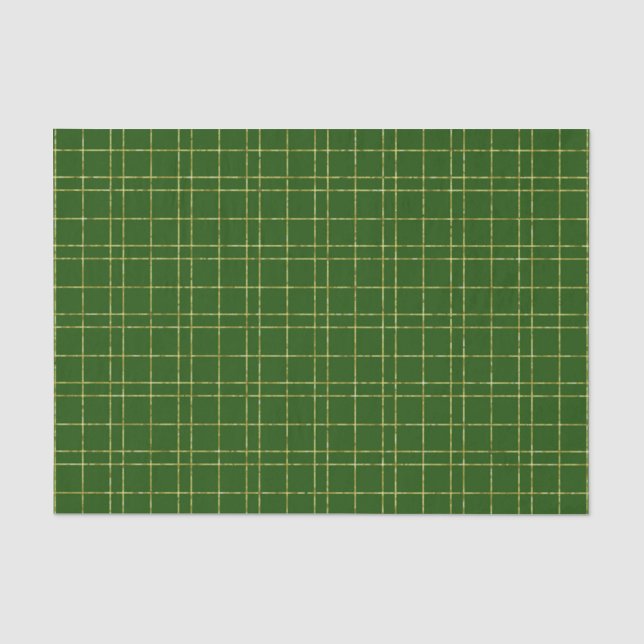 PAPIER MOUSSELINE VERT & OR IRLANDAIS PLAID MOTIFS (Recto)