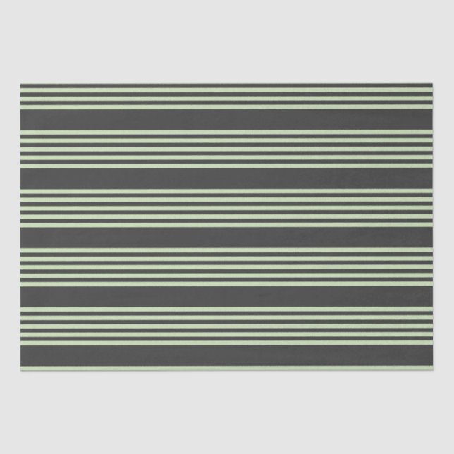 Papier Mousseline Vert pâle et charbon cinq bandes motif (Recto)