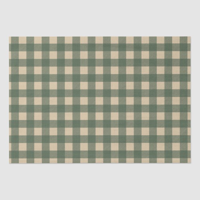Papier Mousseline Vert Plaid rustique pays (Recto)