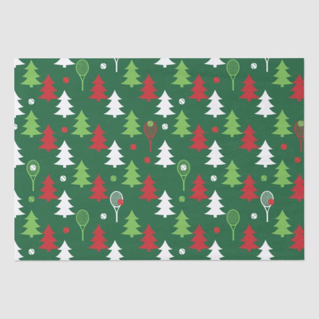 Papier Mousseline 💚 vert 💔 🤍, rouge, blanc tennis Noël   (Recto)