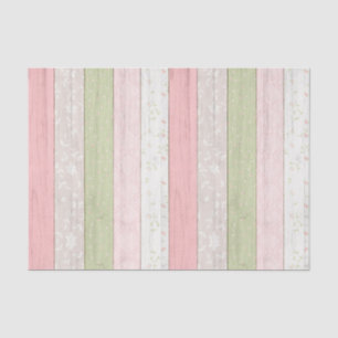 Papier Mousseline Vert sauge rustique et floral rose Cottage Chic en