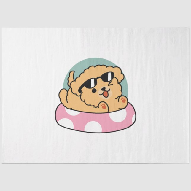 Papier Mousseline Vibes d'été Chien - Chiot flottant avec lunettes d (Recto)