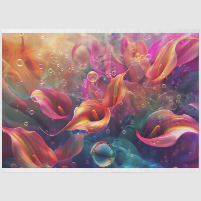 Papier Mousseline Vibrant Calla Lillie Translucide Bubble Decoupage (Recto)