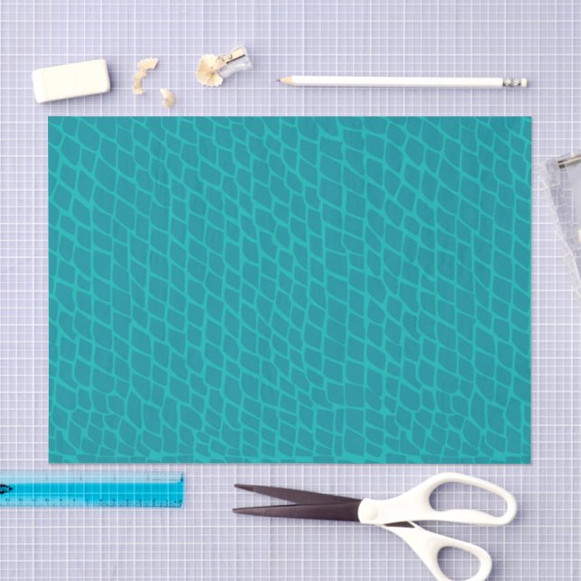 Papier Mousseline Vibrant Teal Fish Scales Mermaid Texture Decoupage (Artisanat)