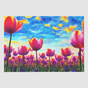 Papier Mousseline Vibrant Tulipes colorées Découpage