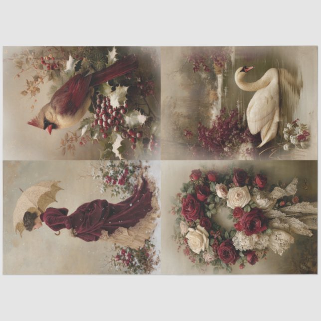 Papier Mousseline Victorian Christmas 4-in-1 Decoupage Combo (Recto)