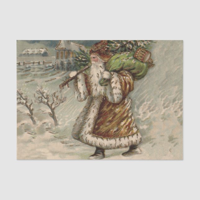 Papier Mousseline Victorian Santa Claus With Christmas Tree (Recto)