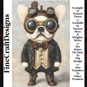 Papier Mousseline Victorian Steampunk French Bulldog AS8 Découpage