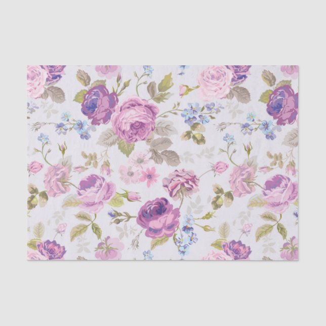 Papier Mousseline victorien, pays, lavande, shabby, chic, roses, par (Recto)