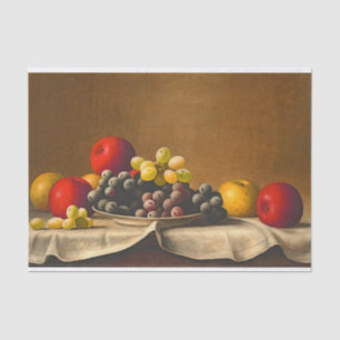 Papier Mousseline Vie morte, Pommes, Raisins, Découpage Fruit