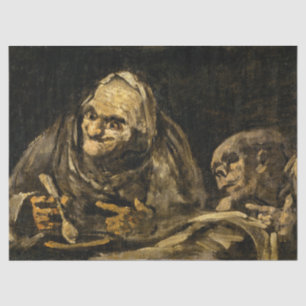 Papier Mousseline Vieille femme avec un squelette (mort) (Francisco 
