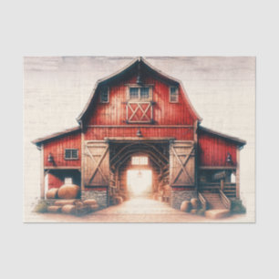 Papier Mousseline Vieille Grange Rouge Mariage Campagnard Rustique