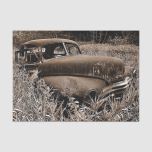 Papier Mousseline Vieille voiture ancienne antique sépia rustique dé