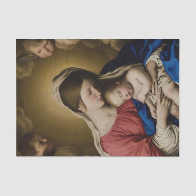 Papier Mousseline Vierge à l'enfant par Giovanni Battisti da Salvi (Recto)