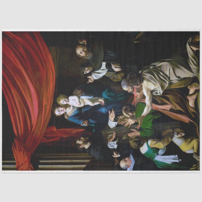 Papier Mousseline Vierge du Rosaire, Caravaggio (Recto)