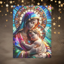 Vierge Marie et Bébé Jésus Vitrail