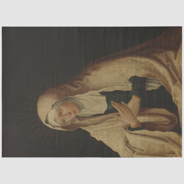Papier Mousseline Vierge Marie voilée (par Lucas van Leyden) (Recto)
