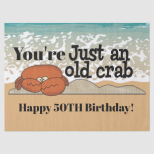 Papier Mousseline Vieux crabe mignon plage Anniversaire mouchoir
