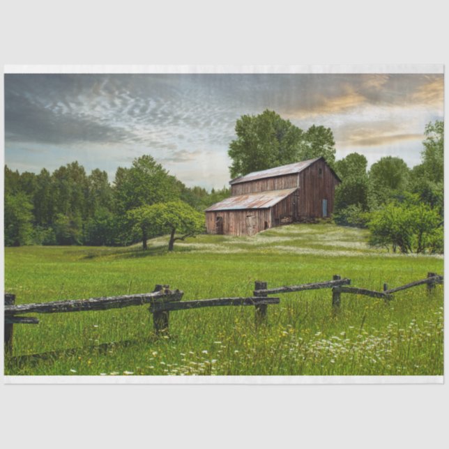 Papier Mousseline Vieux ferme rustique grange Medow Découpage papier (Recto)