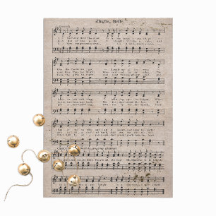 Papier Mousseline Vieux Jingle Bells Découpage Musique Vintage âgée
