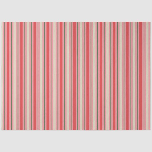 Papier Mousseline Vieux mode rétro Noël Motif rayé rose (Recto)