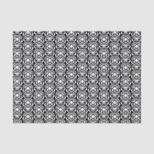 Papier Mousseline Vieux Monde Damas blanc sur noir