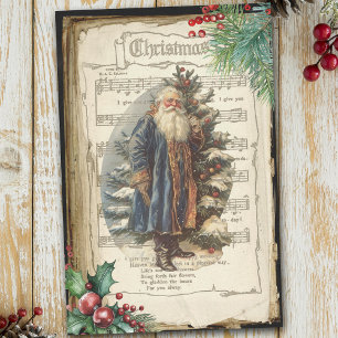 Papier Mousseline Vieux Monde Père Noël & Partition Musique Découpag